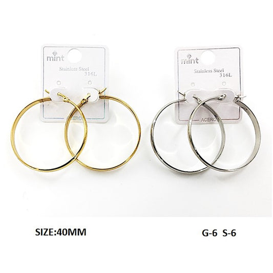 TE5001 - 40MM Stainless Steel Flat Hoops