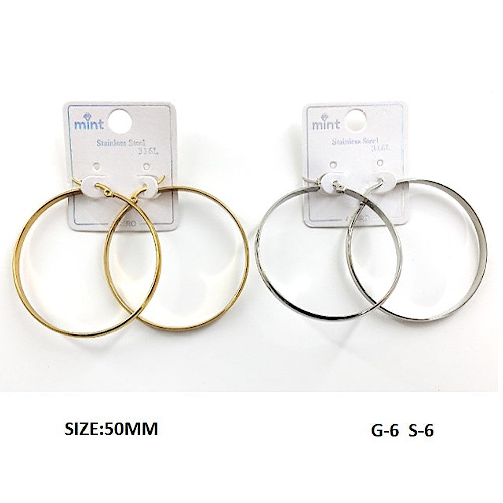 TE5001 - 50MM Stainless Steel Flat Hoops