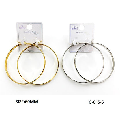 TE5001 - 60MM Stainless Steel Flat Hoops