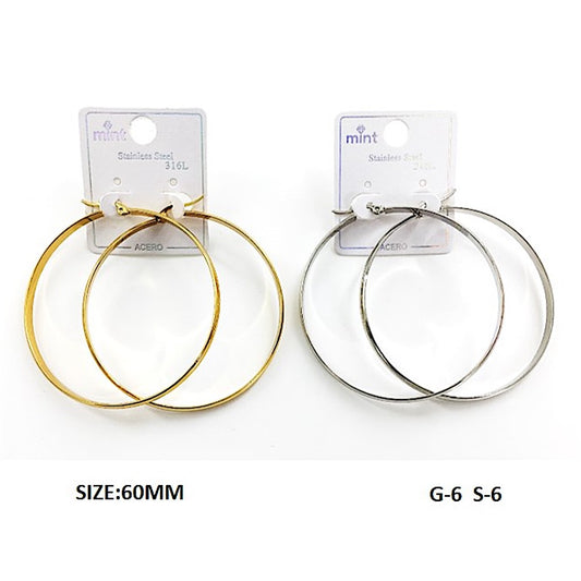 TE5001 - 60MM Stainless Steel Flat Hoops