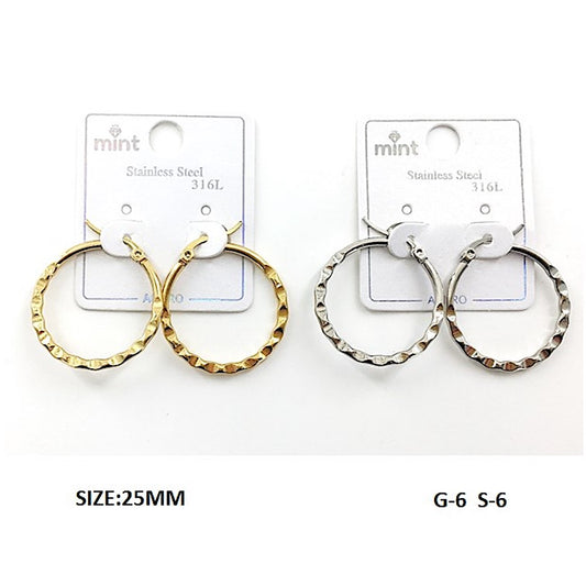 TE5003 - 25MM Stainless Steel Hammered Hoops