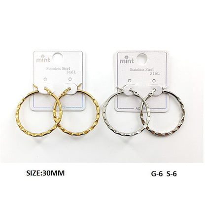 TE5003 - 30MM Stainless Steel Hammered Hoops
