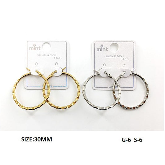 TE5003 - 30MM Stainless Steel Hammered Hoops