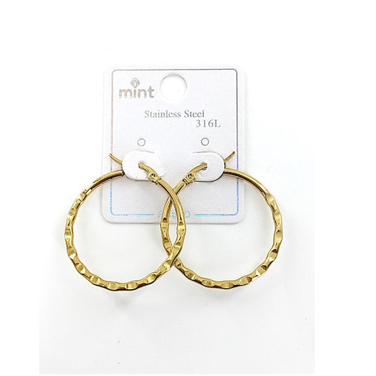 TE5003 - 30MM Stainless Steel Hammered Hoops