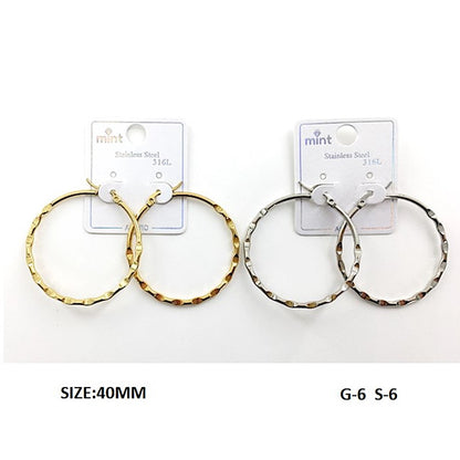 TE5003 - 40MM Stainless Steel Hammered Hoops
