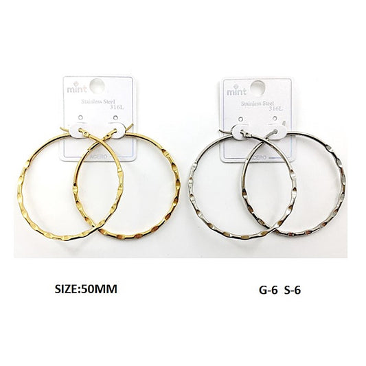 TE5003 - 50MM Stainless Steel Hammered Hoops