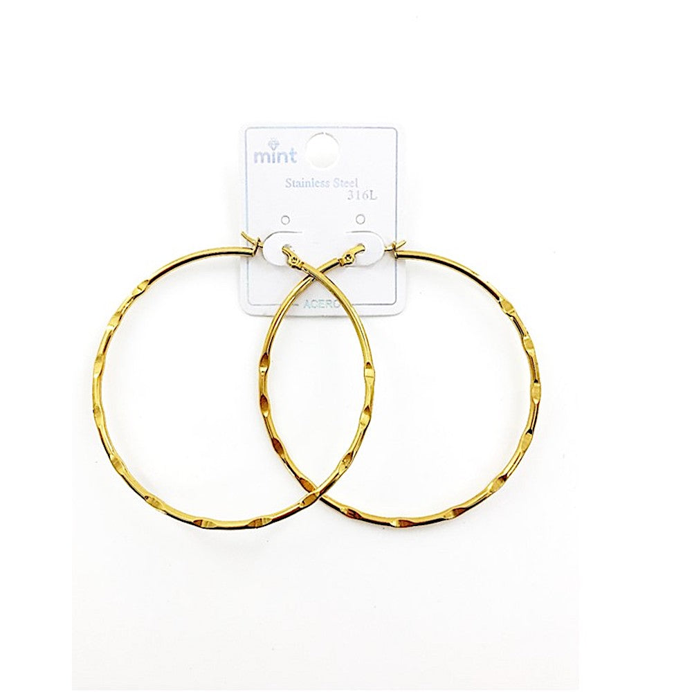 TE5003 - 60MM Stainless Steel Hammered Hoops