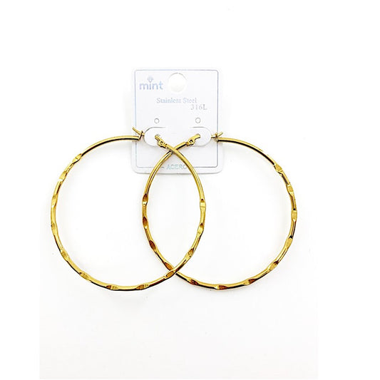 TE5003 - 60MM Stainless Steel Hammered Hoops