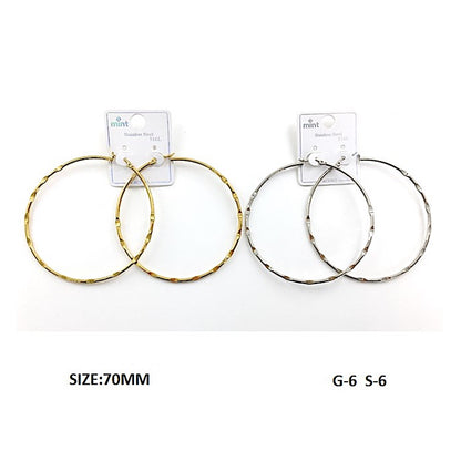 TE5003 - 70MM Stainless Steel Hammered Hoops