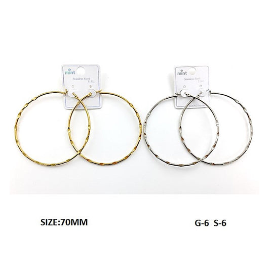 TE5003 - 70MM Stainless Steel Hammered Hoops