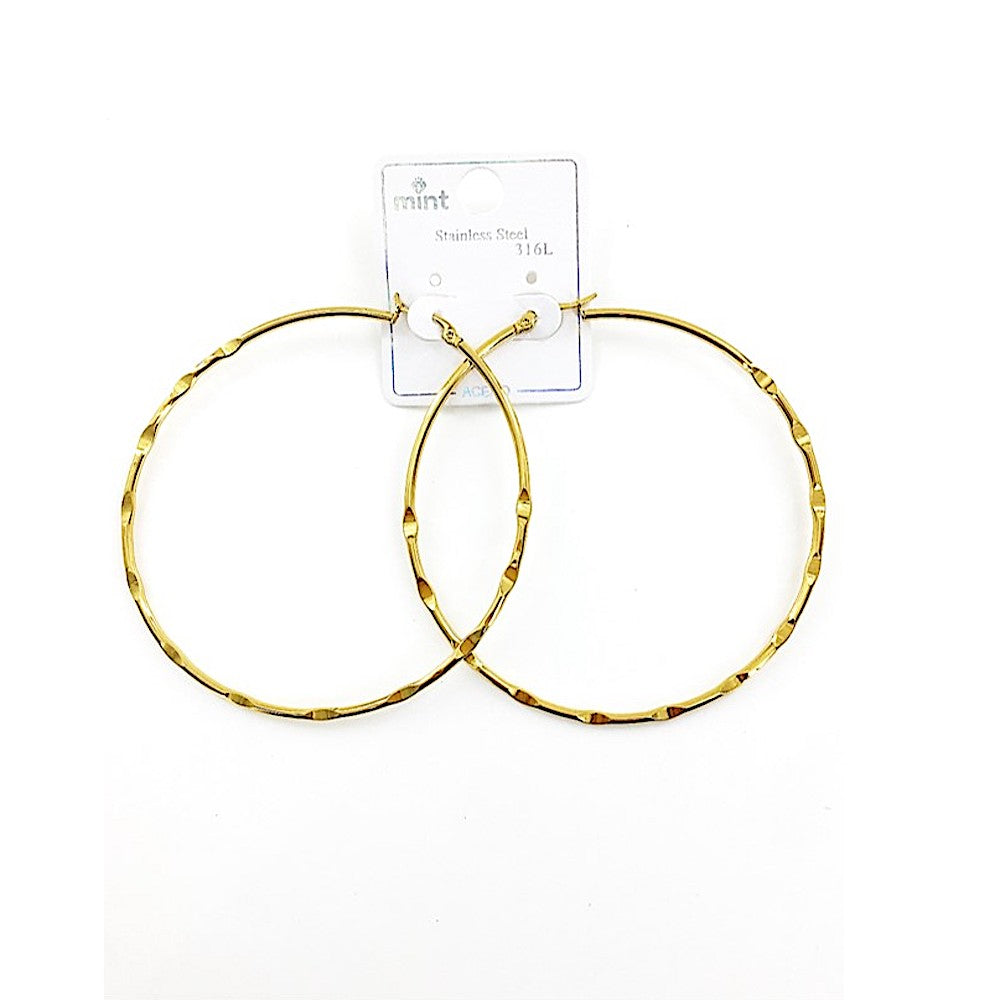 TE5003 - 70MM Stainless Steel Hammered Hoops