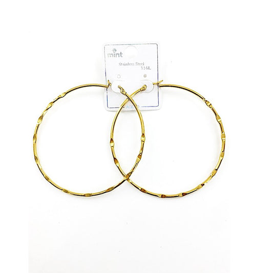 TE5003 - 70MM Stainless Steel Hammered Hoops