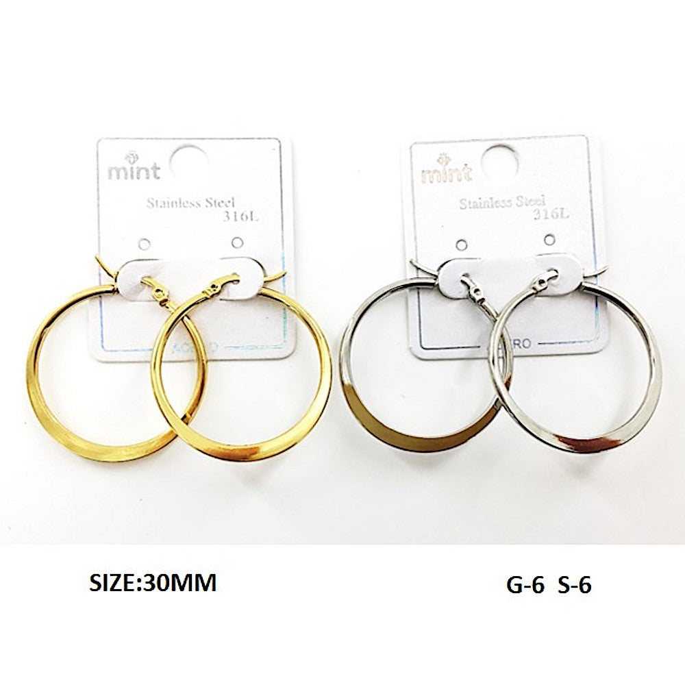 TE5004 - 30MM Stainless Steel Flat Hoops