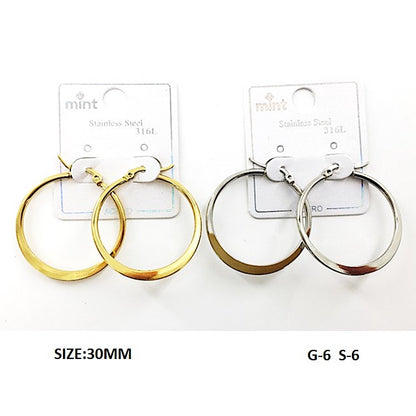 TE5004 - 30MM Stainless Steel Flat Hoops