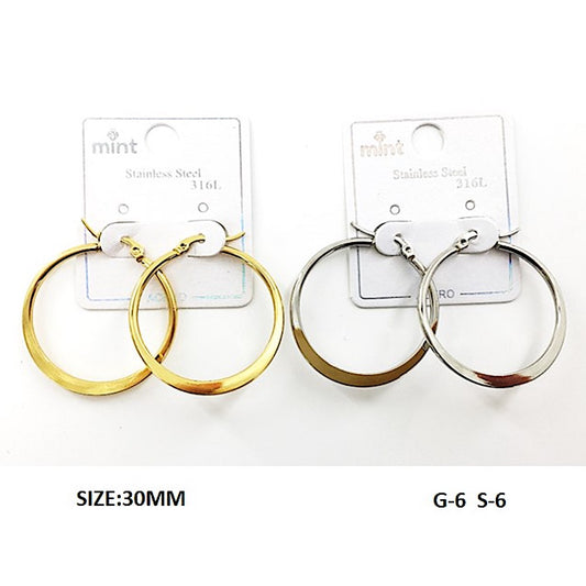 TE5004 - 30MM Stainless Steel Flat Hoops