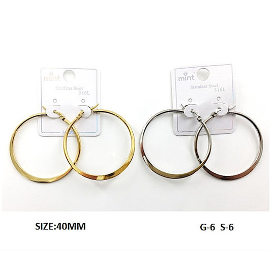 TE5004 - 40MM Stainless Steel Flat Hoops