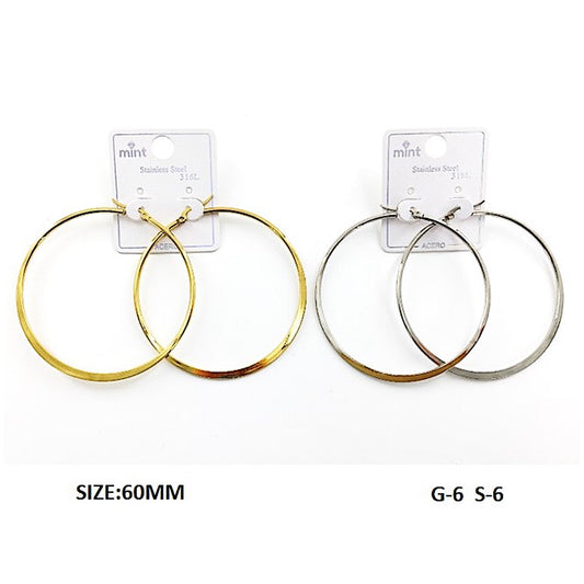 TE5004 - 60MM Stainless Steel Flat Hoops