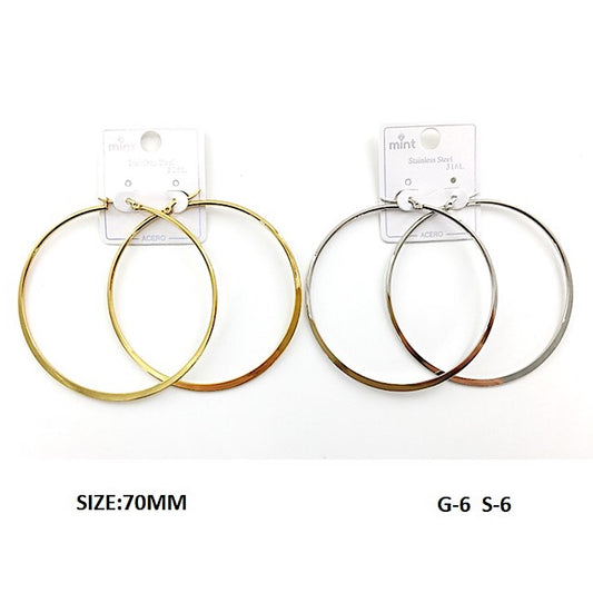 TE5004 - 70MM Stainless Steel Flat Hoops