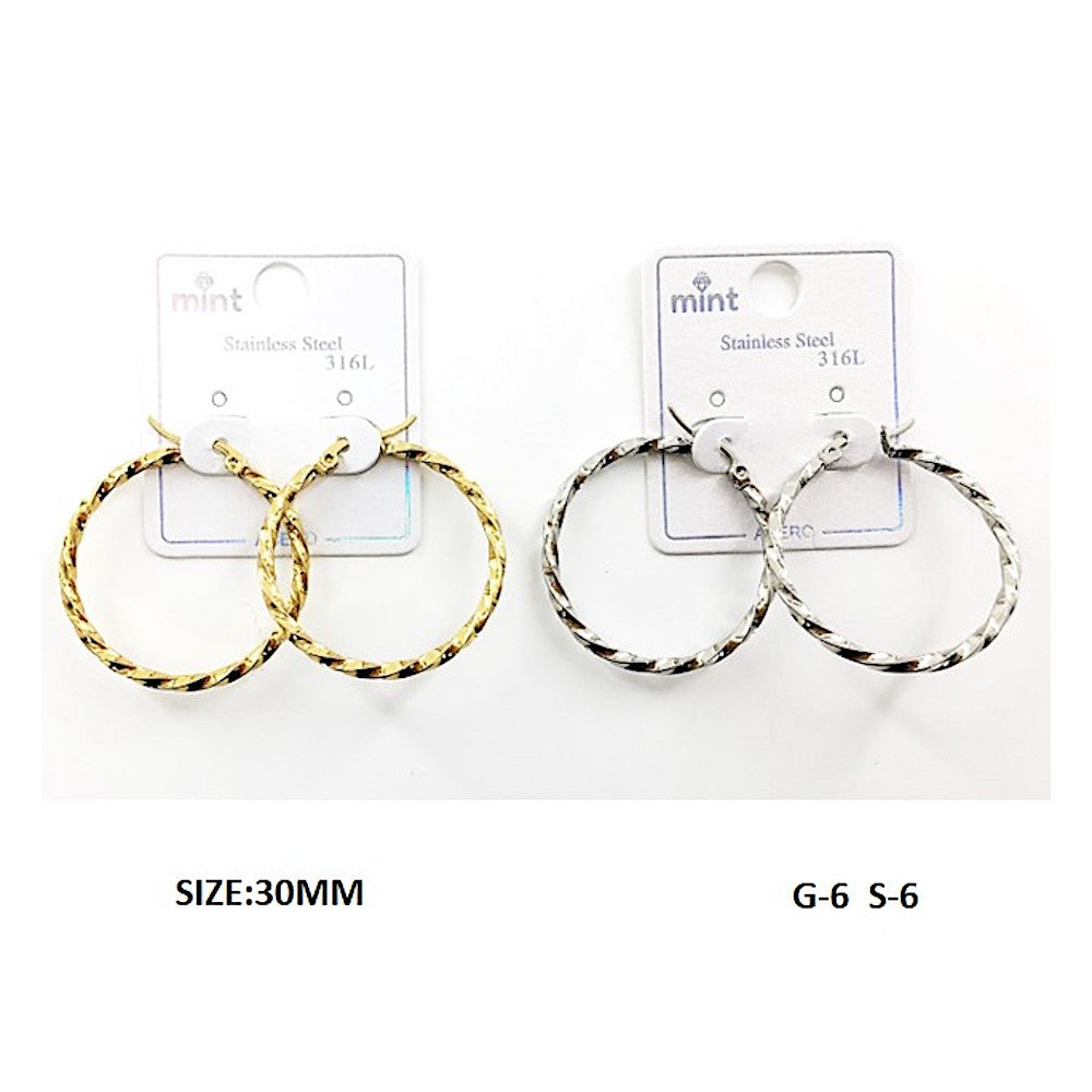 TE5005 - 30MM Stainless Steel Twist Hoops