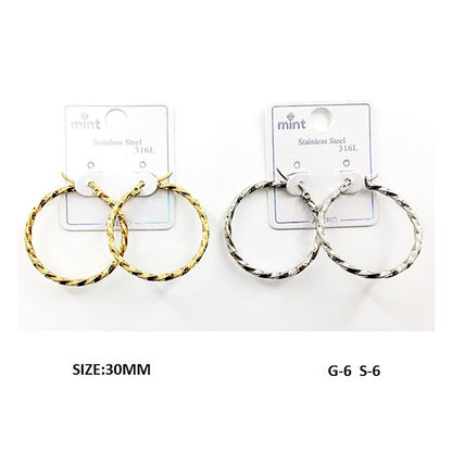 TE5005 - 30MM Stainless Steel Twist Hoops