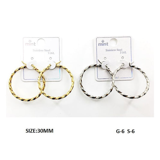 TE5005 - 30MM Stainless Steel Twist Hoops