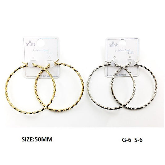 TE5005 - 50MM Stainless Steel Twist Hoops