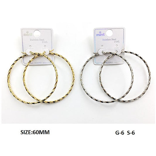 TE5005 - 60MM Stainless Steel Twist Hoops