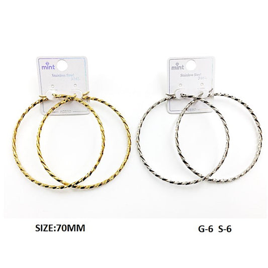 TE5005 - 70MM Stainless Steel Twist Hoops