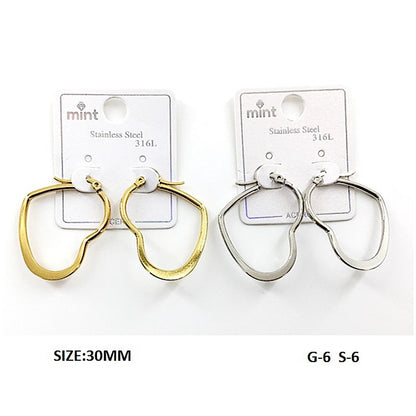 TE5006 - 30MM Stainless Steel Flat Heart Hoops