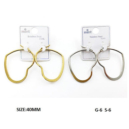 TE5006 - 40MM Stainless Steel Flat Heart Hoops