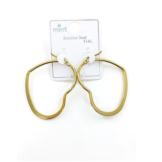 TE5006 - 40MM Stainless Steel Flat Heart Hoops
