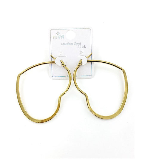 TE5006 - 50MM Stainless Steel Flat Heart Hoops