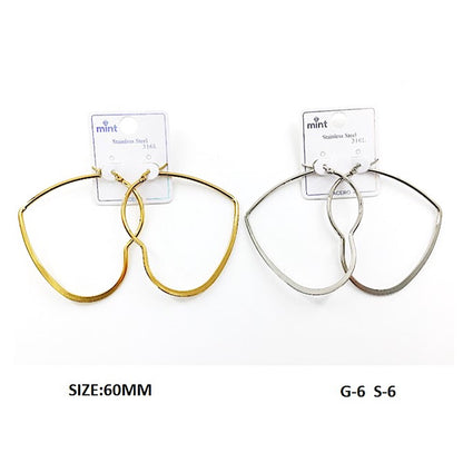 TE5006 - 60MM Stainless Steel Flat Heart Hoops