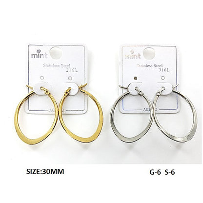 TE5007 - 30MM Stainless Steel Flat Oval Hoops