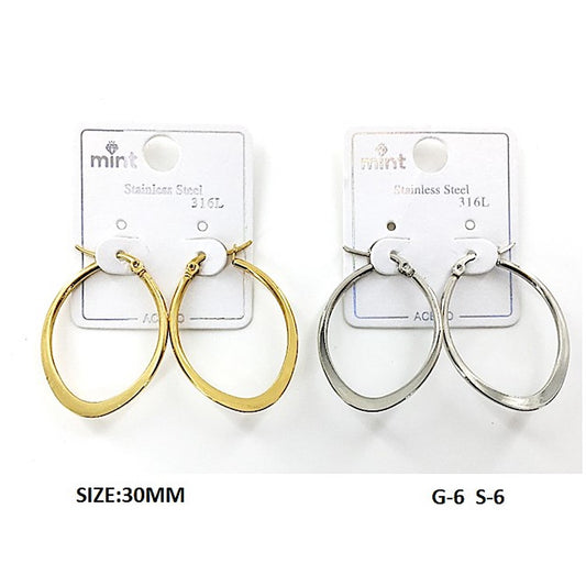 TE5007 - 30MM Stainless Steel Flat Oval Hoops