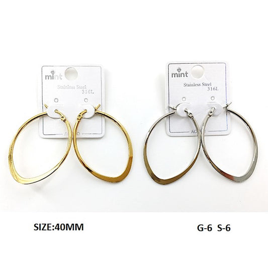 TE5007 - 40MM Stainless Steel Flat Oval Hoops