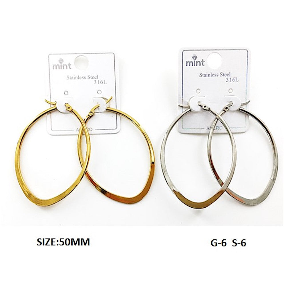 TE5007 - 50MM Stainless Steel Flat Oval Hoops