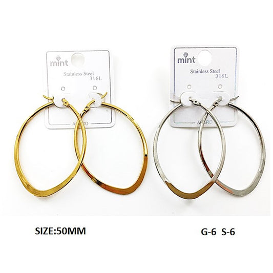 TE5007 - 50MM Stainless Steel Flat Oval Hoops