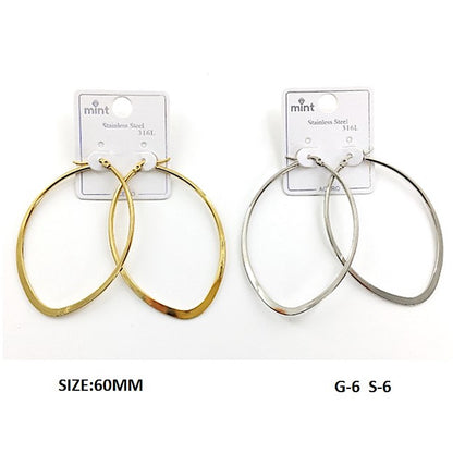 TE5007 - 60MM Stainless Steel Flat Oval Hoops