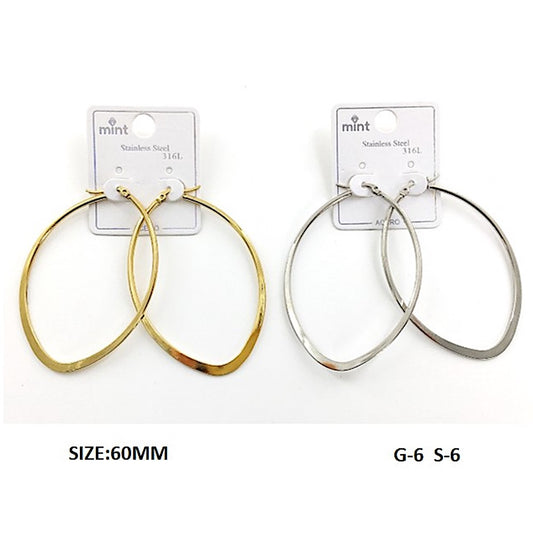 TE5007 - 60MM Stainless Steel Flat Oval Hoops