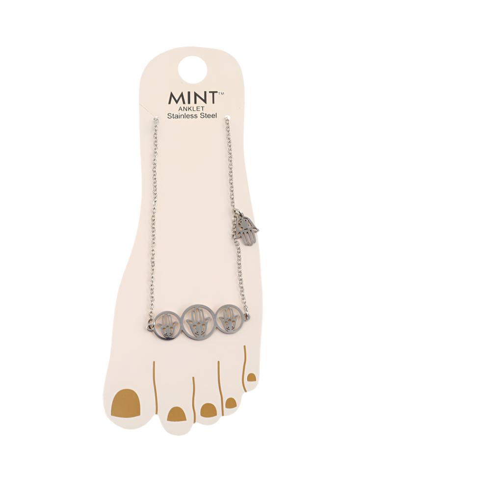 TK1397 - Hamsa Hand Trio Stainless Steel Anklet