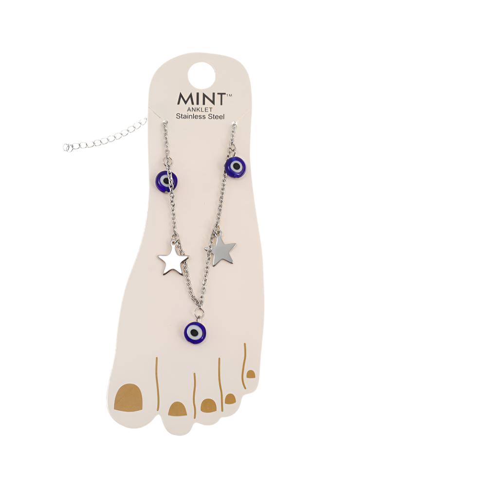 TK1404 - Evil Eye & Star Stainless Steel Anklet