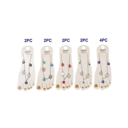 TK1405 - Evil Eye & Heart Stainless Steel Anklet