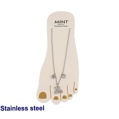 Stainless Steel I Love Jesus Crystal Drop Anklet