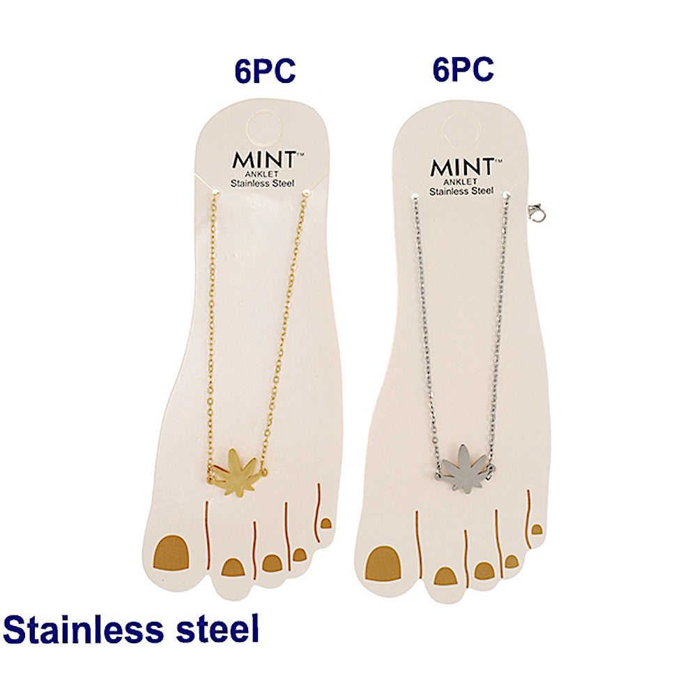 Stainless Steel Marijuana Leaf Anklet