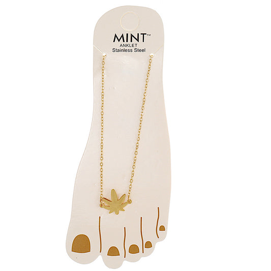 Stainless Steel Marijuana Leaf Anklet