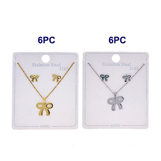 TN2042 - Stainless Steel Bow Pendant Necklace