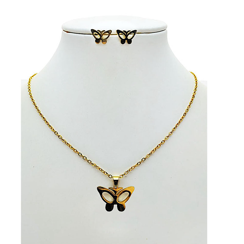 Stainless Steel Butterfly Pendant Necklace
