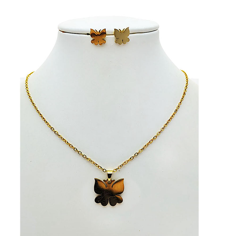 Stainless Steel Butterfly Pendant Necklace