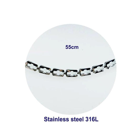 Stainless Steel Silver Cutout Chain Necklace